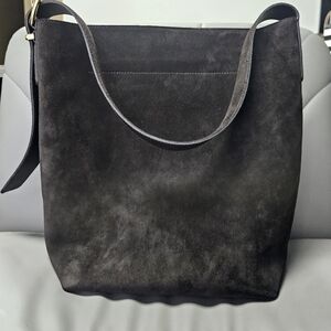 Madewell Suede Essential Bucket Tote Dark Carob